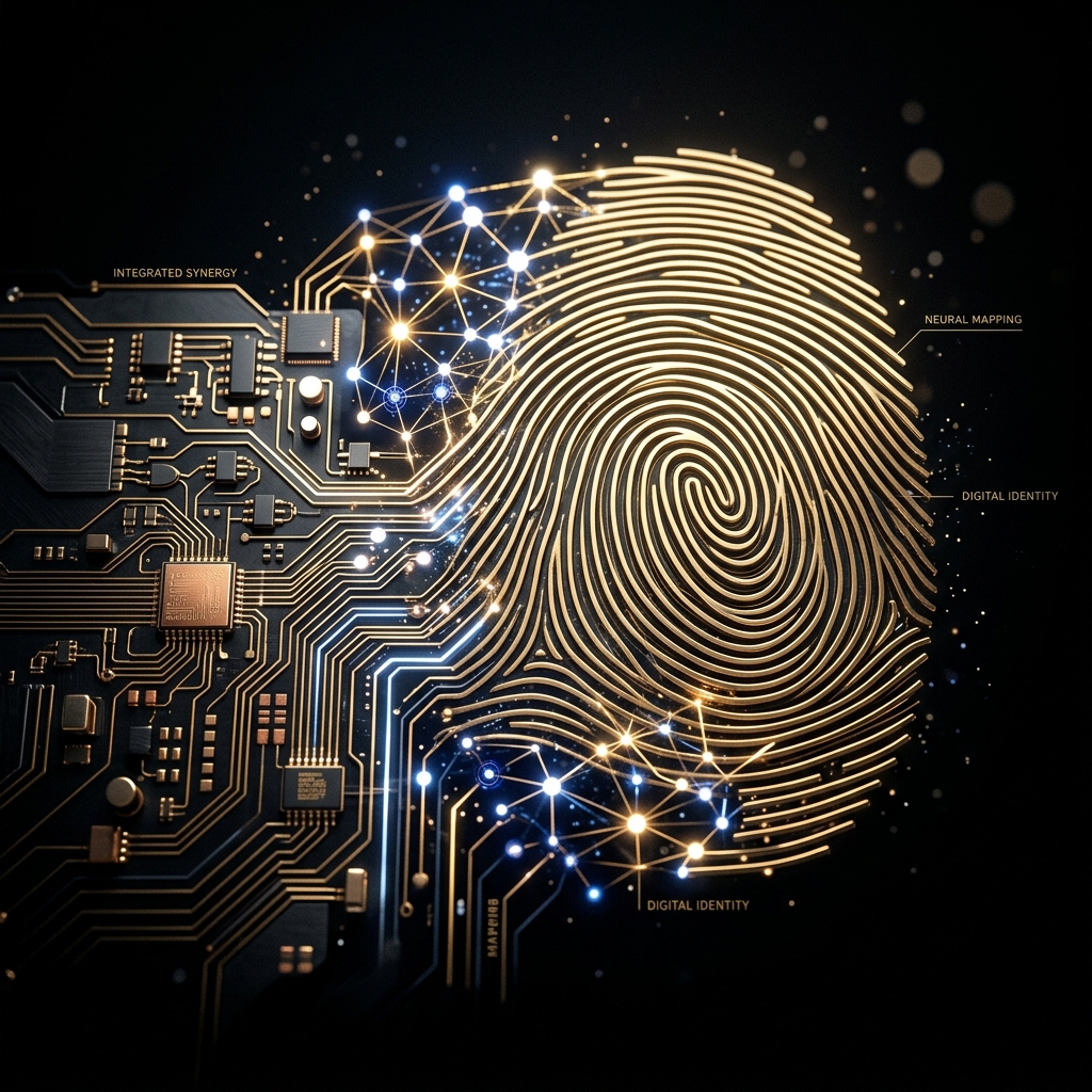 Human hand and AI interface collaborating on brand identity concepts