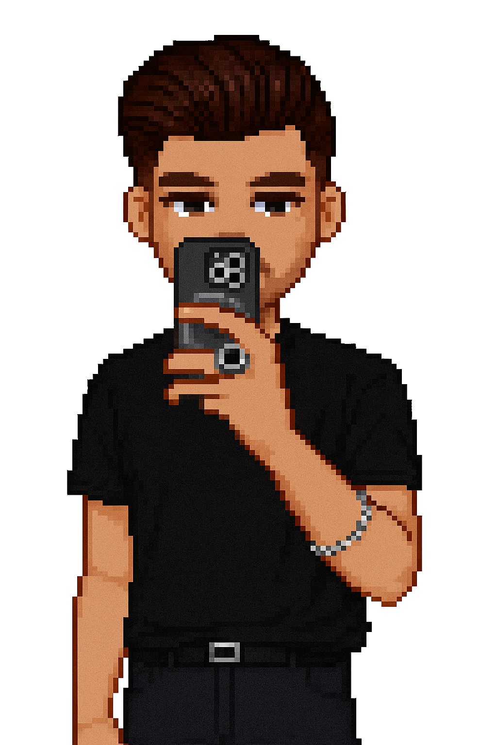 Pixel art portrait of the founder